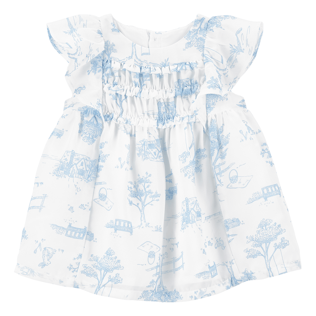 Carter's Baby Girl Ivory Blue Printed Dress