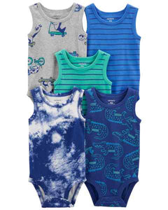 Carter's 5pc Baby Boy Blue/ Green Tank Bodysuits Set