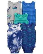 Carter's 5pc Baby Boy Blue/ Green Tank Bodysuits Set