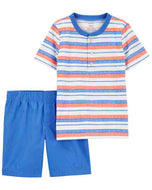 Carter's 2pc Baby Boy Striped Tee and Blue Shorts Set