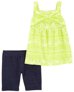 Carter's 2pc Baby Girl Lime Bow Top and Biker Short Set