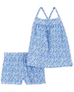 Carter's 2pc Baby Girl Blue Floral Top and Short Set