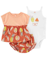 Carter's 3pc Baby Girl Terracotta Fruity Set