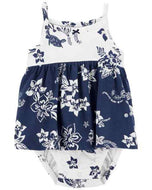 Carter's Baby Girl Navy Floral Sunsuit