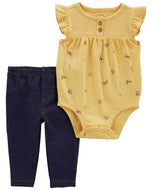 Carter's 2pc Baby Girl Yellow Bodysuit & Navy Legging Set