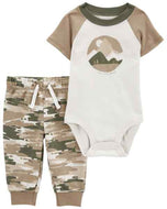 Carter's 2pc Baby Boy Green Bodysuit and Camo Pants Set