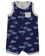 Carter's Baby Boy Navy Fish Snap-Up Tank Romper