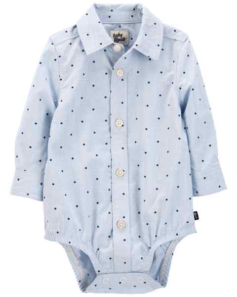 Camisa Body Manga Longa OshKosh Baby Boy Boy Azul Âncora