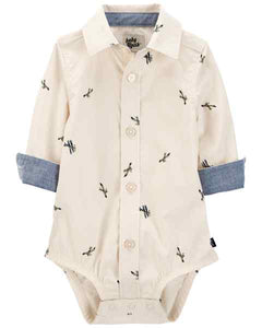 Camisa Body Manga Longa OshKosh Baby Boy Boy Azul Âncora