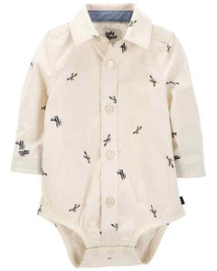 Camisa Body Manga Longa OshKosh Baby Boy Boy Azul Âncora