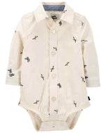 OshKosh Baby Boy Ivory Planes Long Sleeve Bodysuit Shirt