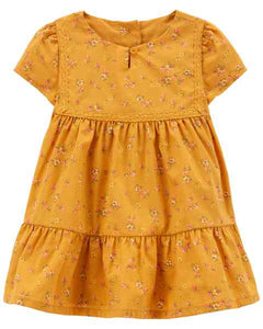 OshKosh Baby Girl Golden Floral Print Tiered Dress