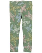 Load image into Gallery viewer, OshKosh Baby Girl Butterlfy Print Olive Leggings
