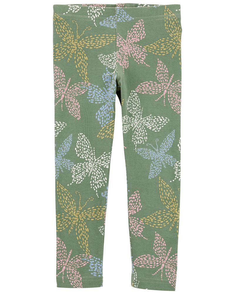 OshKosh Baby Girl Butterlfy Print Olive Leggings