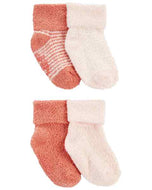 Carter's 4pc Baby Girl Pink Chenille Sock Set
