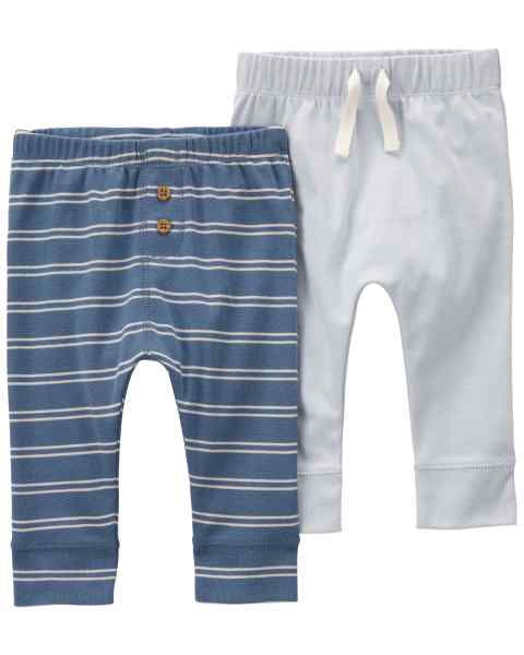 Carter's 2pc Baby Boy Blue Striped/Grey Soft Pants Set