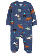 Carter's Baby Boy Navy Dino Zip-Up Footie Coverall Sleepwear