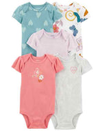 Carter's 5pc Baby Girl Butterfly and Hearts Bodysuit Set