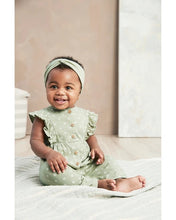 Afbeelding in Gallery-weergave laden, Carter&#39;s 2pc Baby Girl Sage Jumpsuit and Head Wrap Set
