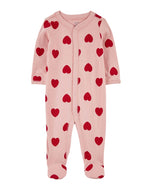 Carter's Baby Girl Red Hearts Valentine Snap-Up Footie Coverall