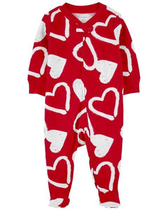 Carter's Baby Neutral Red Hearts Valentine 2-way Zip Footie Coverall