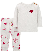 Carregar imagem no visualizador da galeria, Carter&#39;s 2pc Baby Neutral Valentine Longsleeve Tee and Pants Set
