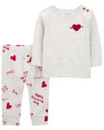 Carter's 2pc Baby Neutral Valentine Longsleeve Tee and Pants Set