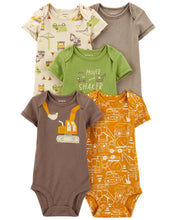 Load image into Gallery viewer, Carter&#39;s 5pc Baby Boy Construction Vehicles Bodysuit Set
