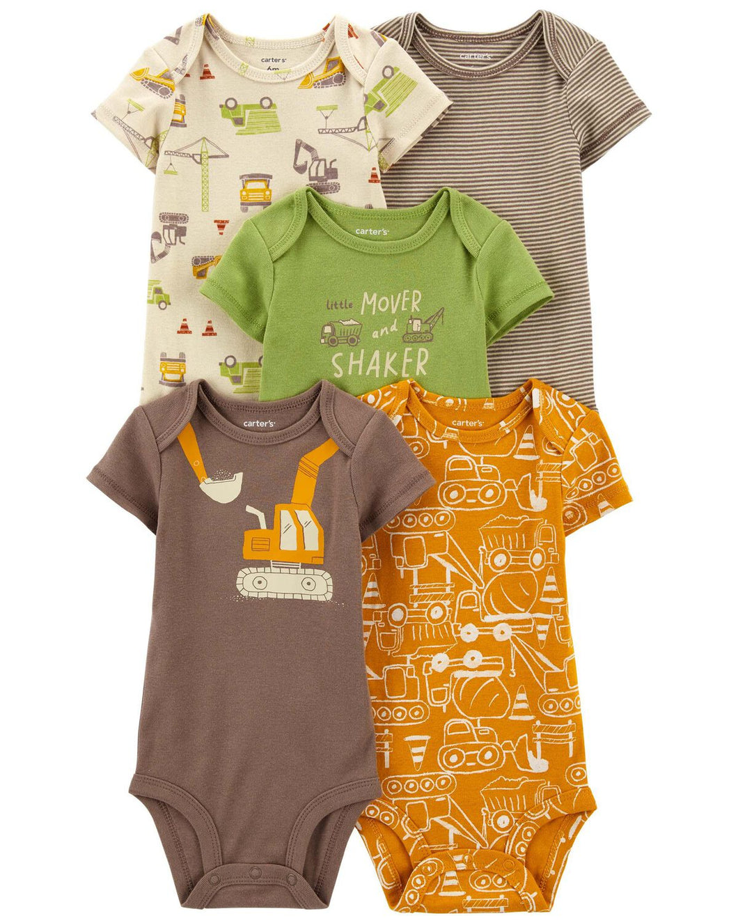 Carter's 5pc Baby Boy Construction Vehicles Bodysuit Set