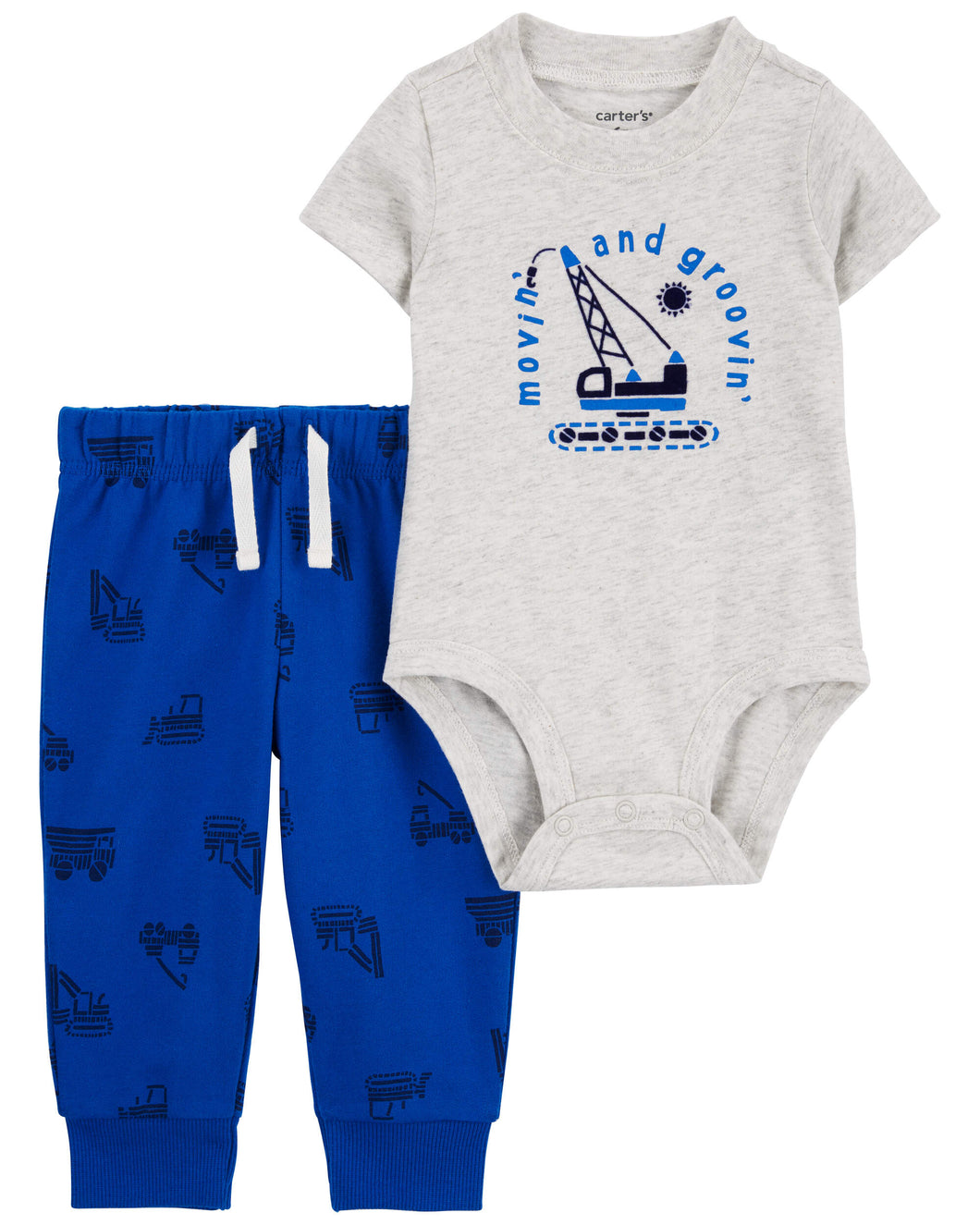 Carter's 2pc Baby Boy Grey Bodysuit and Blue Pants Set