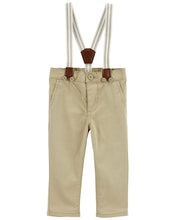 Load image into Gallery viewer, Oshkosh Baby Boy Khaki Pants With Suspenders Set
