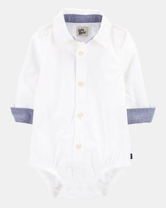 OshKosh Baby Boy White Long Sleeve Bodysuit Shirt