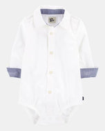 Camisa Body Manga Longa Branca Baby Boy OshKosh