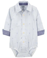 Camisa Body Manga Longa OshKosh Baby Boy Boy Azul Âncora