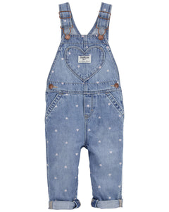 OshKosh Baby Girl Heart Print Denim Overalls