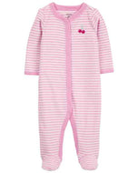 Carter's Baby Girl Purple Striped Snap-Up Footie Coverall Sleepwear