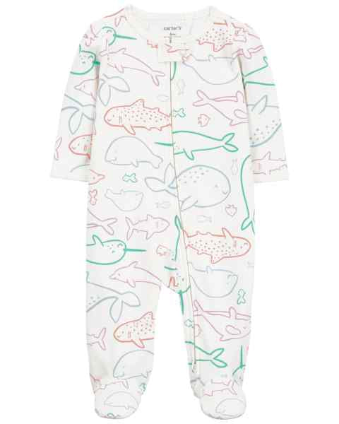 Carter's Baby Girl Sea Animals Zip-Up Footie Coverall Sleepwear