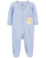 Carter's Baby Girl Blue Floral Zip-Up Footie Coverall Sleepwear