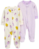 Carter's 2pc Baby Girl Strawberry Zip-Up Footie Coverall Sleepwear Set
