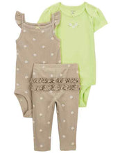 Load image into Gallery viewer, Carter&#39;s 3pc Baby Girl Green Floral Bodysuits and Pants Set
