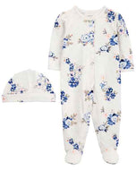 Carter's 2pc Baby Girl Floral Cap & Button-up Coverall Set