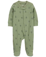 Cargar imagen en el visor de la galería, Carter&#39;s Baby Boy Green Palm tree Zip-Up Footie Coverall Sleepwear
