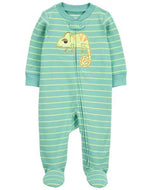 Carter's Baby Boy Green Chameleon Zip-Up Footie Coverall Sleepwear