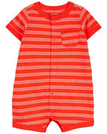 Carter's Baby Boy Orange Striped Snap-Up Romper