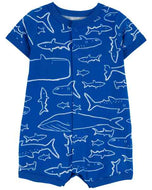 Carter's Baby Boy Blue Sharks Snap-Up Romper