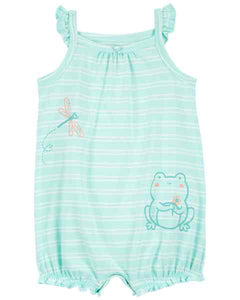 Carter's Baby Girl Blue Frog Tank Romper