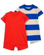 Cargar imagen en el visor de la galería, Carter&#39;s 2pc Baby Boy Orange-Blue Striped Romper Set
