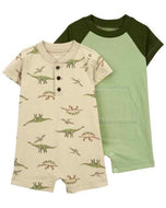 Carter's 2pc Baby Boy Green/ Dino Romper Set