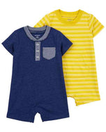 Carter's 2pc Baby Boy Navy/ Yellow Romper Set