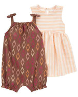 Carter's 2pc Baby Girl Brown Romper/ Dress Set